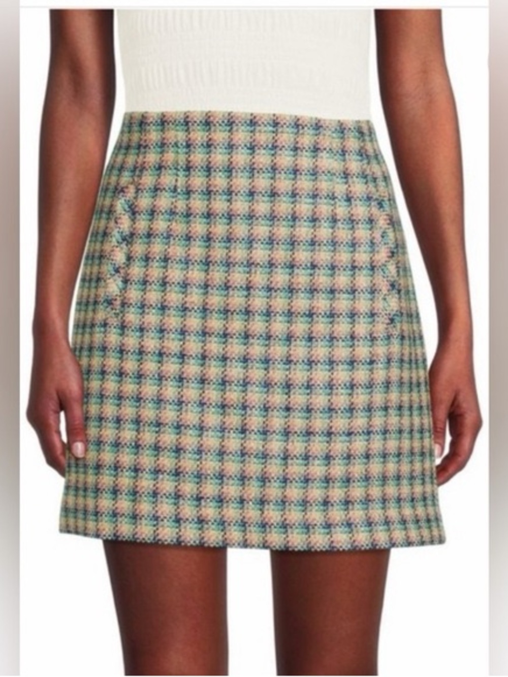 Veronica Beard Roman Metallic Rainbow Tweed Mini Skirt 6 $378
